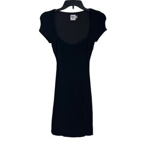 Princess Polly Black Mini Bodycon Dress Open Back Tie Scoop Neck, Women's Size 0